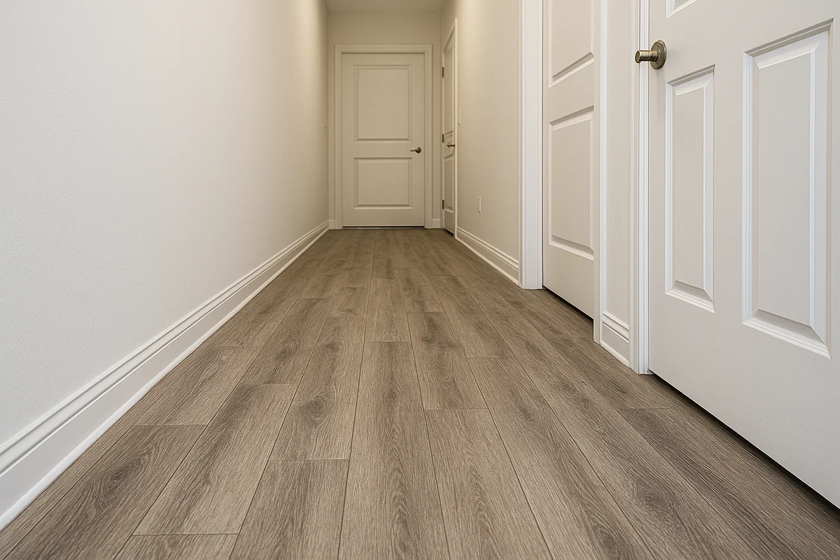 Durable commercial-grade LVP flooring in apartment building hallway - high-traffic solution for Metro Detroit properties